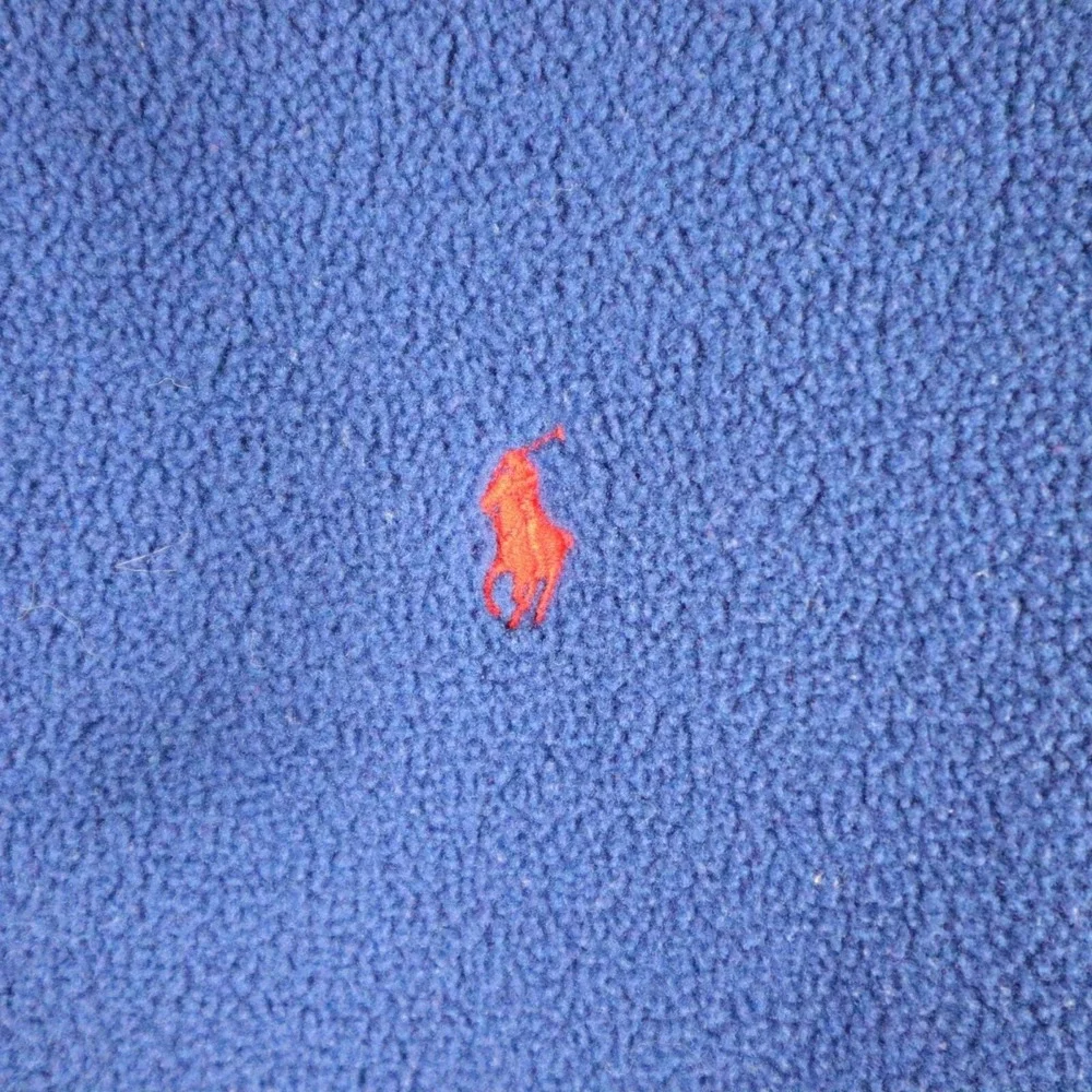 Vintage Polo Ralph Lauren Full Zip Fleece Hoodie Blue‎ Size Large 26x26.5